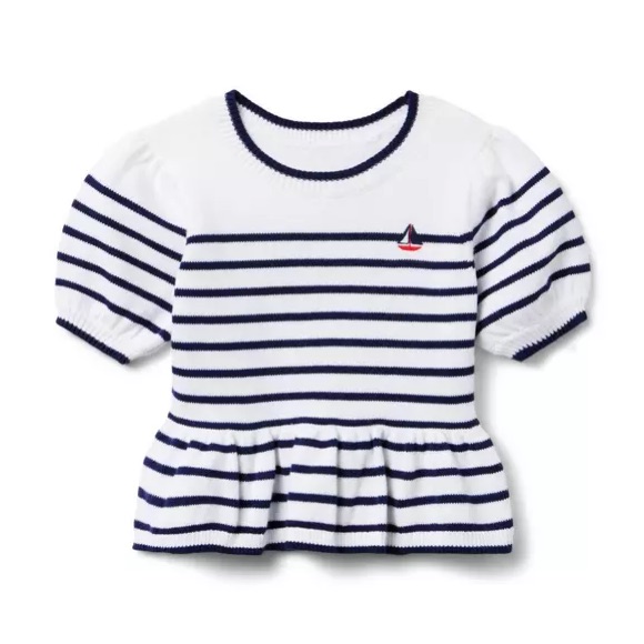 Janie And Jack Merchant Marine Striped Peplum Sweater